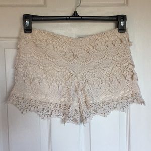 Lace Cream-Colored Shorts